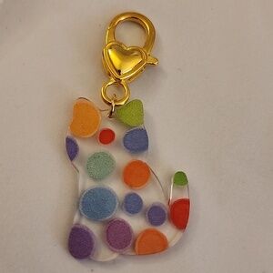 CAT  ZIPPER Pull purse charm Or Charm bracelet Lobster claw clip closure